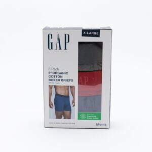 GAP Men 3-Pk Cotton Stretch Boxer Briefs Gray/Red/Navy Size XL